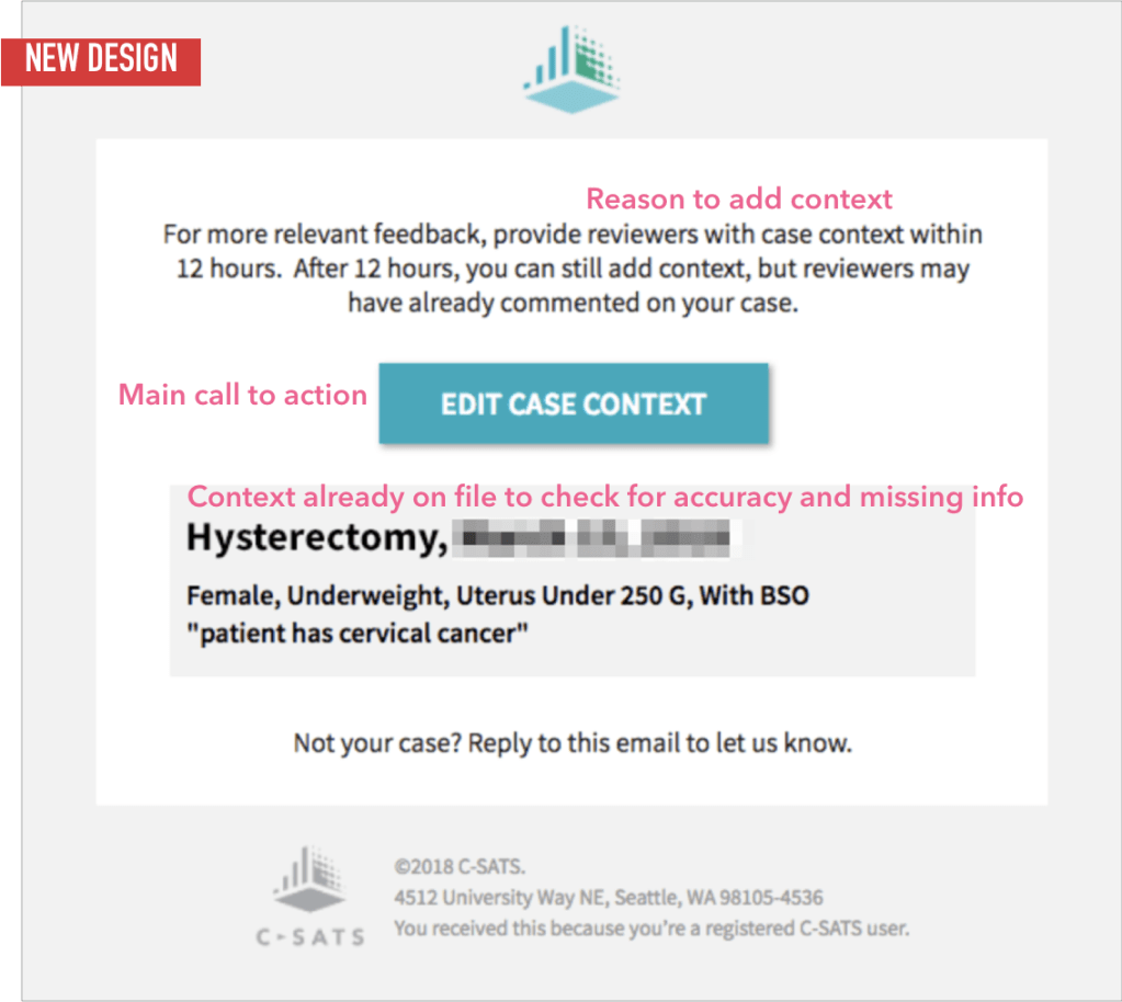 New design provides reasons to act upon the main call to action.